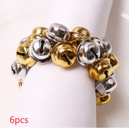 Elk Flower Christmas Tree Napkin Rings Bells