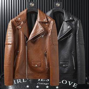 Spring And Autumn Slim-fitting Biker Leather Jacket Brit Style