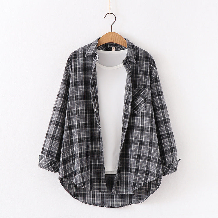 New Brand Plaid Shirt Women Loose Plus Size Blouse Female Long Sleeve Blouses Cotton Flannel Casual Shirt Women Tops Blusas Brit Style