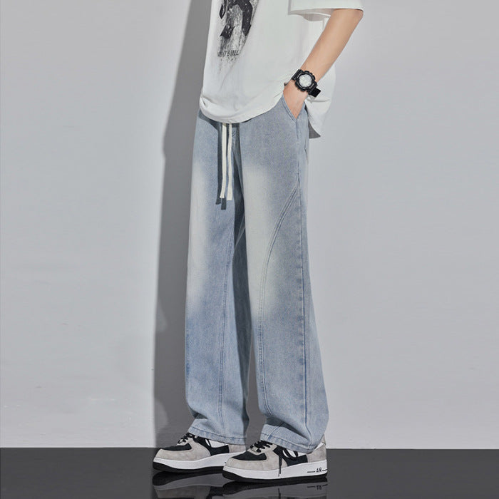 Spring And Summer Retro Distressed Straight Pants Brit Style