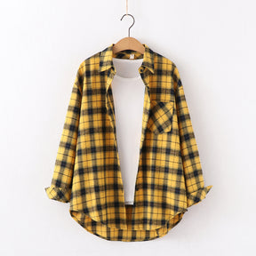 New Brand Plaid Shirt Women Loose Plus Size Blouse Female Long Sleeve Blouses Cotton Flannel Casual Shirt Women Tops Blusas Brit Style