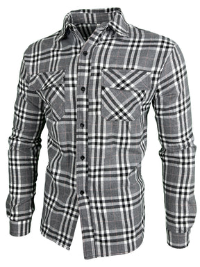 Cool Long Sleeve Lapel Shirt Fashion Plaid Brit Style