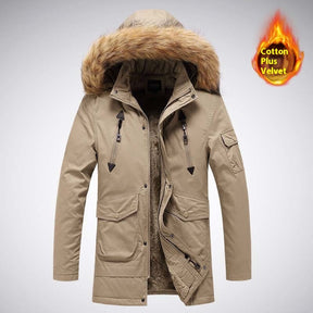 Mid-length Autumn And Winter Jacket Men's Velvet Thermal And Thickening Cotton-padded Coat Brit Style