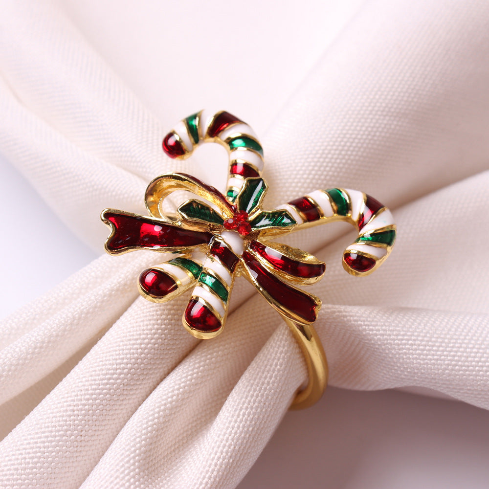Elk Flower Christmas Tree Napkin Rings Bells