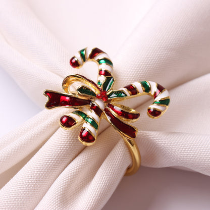 Elk Flower Christmas Tree Napkin Rings Bells
