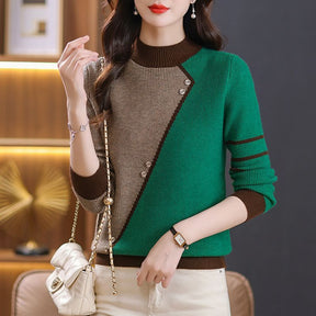 Fashion All-matching Mock Neck Sweater Women Brit Style