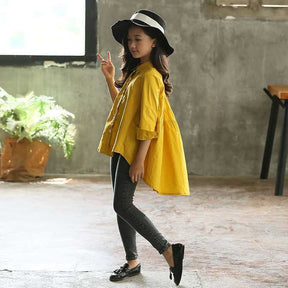 Girls' Big Kids Loose Fashionable Tops Korean Style Shirts Big Kids' Swallowtails Brit Style