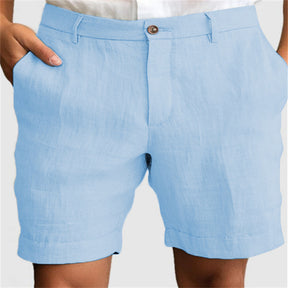 Men's Linen Summer Breathable Solid Color Outdoor Shorts Brit Style