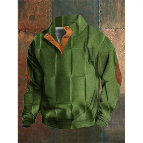 Digital Printing Christmas Series 6-button Henry Collar Long-sleeved Sweater For Men Brit Style