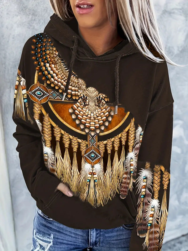 Women's Hoodie Fashionable Ethnic Style Casual Sports Hoodie Brit Style