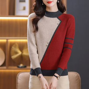 Fashion All-matching Mock Neck Sweater Women Brit Style