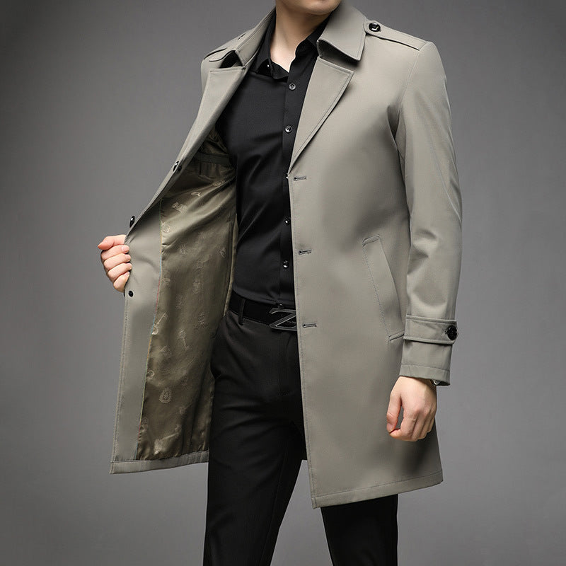 Mid-length Trench Coat Men's Casual Suit Brit Style