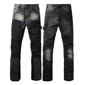 Denim Non-elastic Slim Fit Bootcut Trousers Men Brit Style