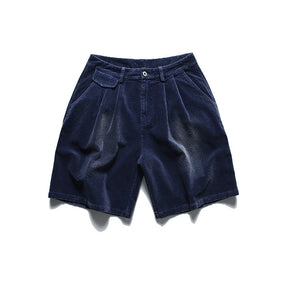 Pit Washed Solid Color Shorts Retro Casual Straight-leg Shorts Brit Style