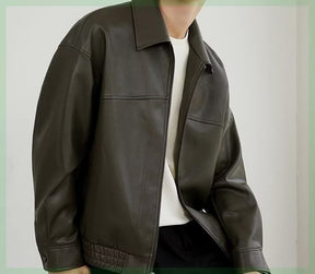 Men's Spring And Autumn New Motorcycle Clothing Leather Coat Brit Style