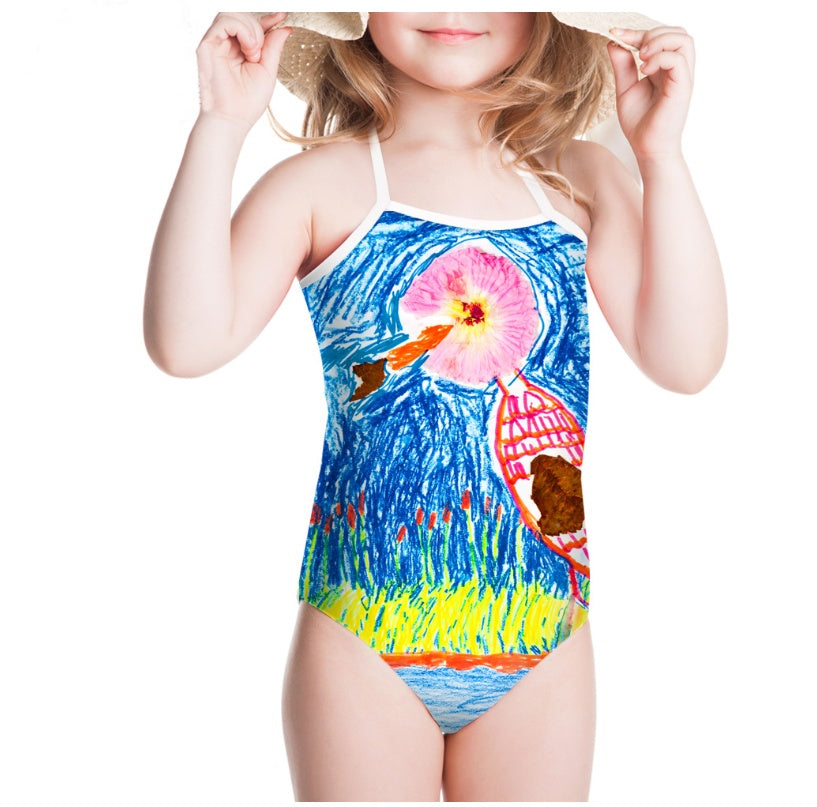 One-pieces Children's Swimwear Bathing Suit Printing Girls' Swimsuit Summer Baby Bodysuits Brit Style