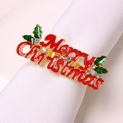 Elk Flower Christmas Tree Napkin Rings Bells