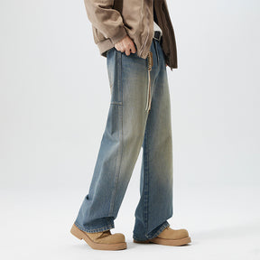 Retro Fashion And Personalized Men's Straight Jeans Brit Style