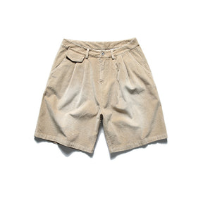 Pit Washed Solid Color Shorts Retro Casual Straight-leg Shorts Brit Style