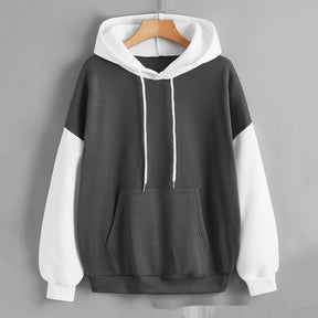 Women's Hooded Spring And Autumn All-match Coat Casual Loose Patchwork Top Fashion Brit Style