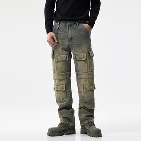 Simple And Stylish Personality Men's Cargo Jeans Brit Style