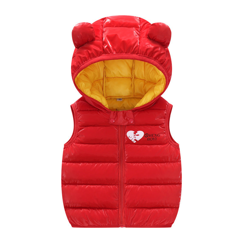 Children Warm Down Vest Autumn Baby Boys Girls Sleeveless Waistcoat Kids Outerwear Vests Children Hooded Jackets Brit Style