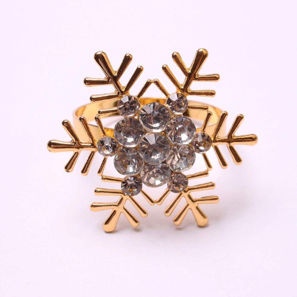 Elk Flower Christmas Tree Napkin Rings Bells