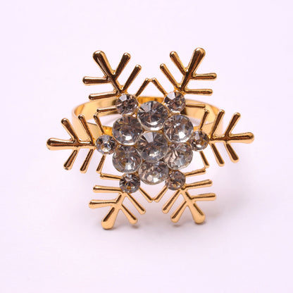 Elk Flower Christmas Tree Napkin Rings Bells