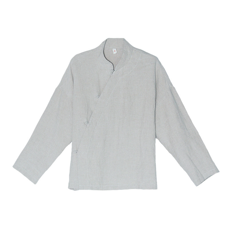 Hemp Plain Buttoned Top High Quality Retro Chinese Style Zen Tea Clothes Women Brit Style