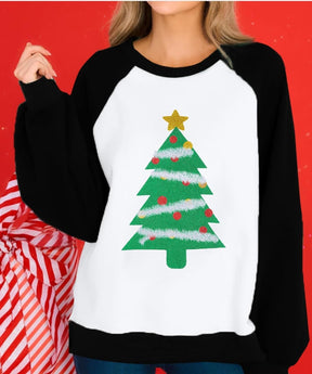 Women's Loose Fashion Round Neck Raglan Sweater European And American Christmas Digital Printing Brit Style