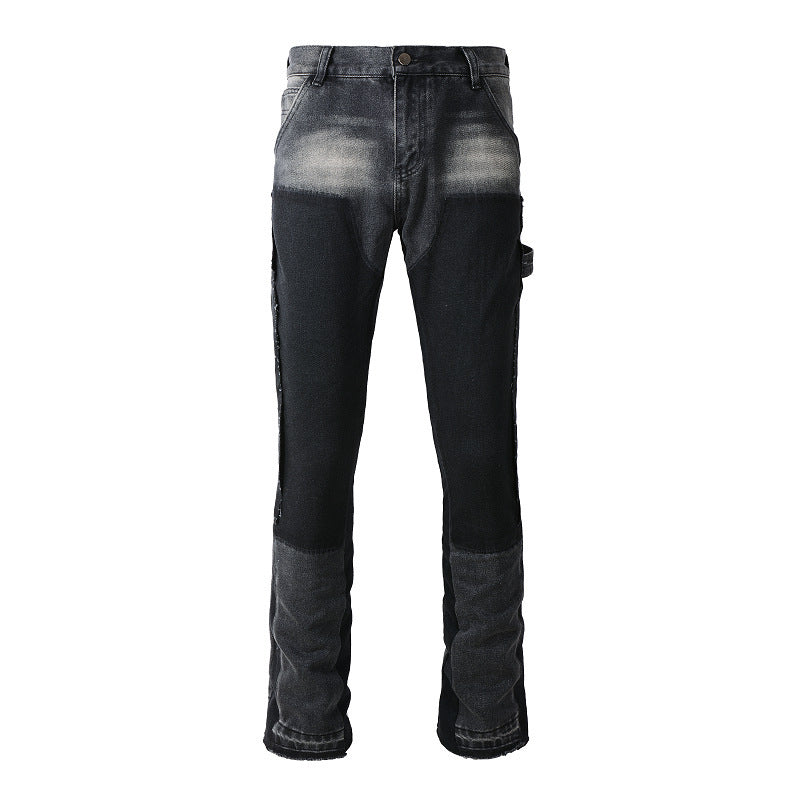 Denim Non-elastic Slim Fit Bootcut Trousers Men Brit Style