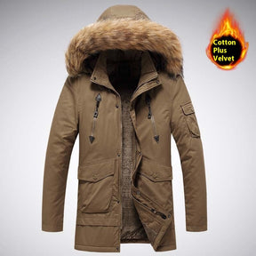 Mid-length Autumn And Winter Jacket Men's Velvet Thermal And Thickening Cotton-padded Coat Brit Style