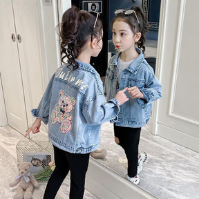 Cartoon Jacket Clothes Children Denim Tops Brit Style