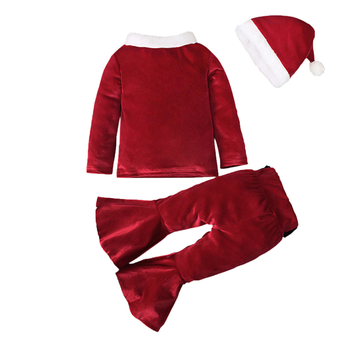 Winter Christmas Long-sleeved Shirt Bell Bottoms Hat Three-piece Children's Clothing Brit Style