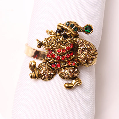 Elk Flower Christmas Tree Napkin Rings Bells