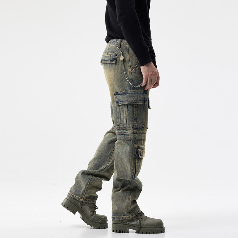 Simple And Stylish Personality Men's Cargo Jeans Brit Style