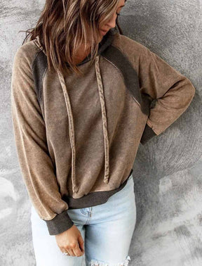 Casual Patchwork Top Hooded Long Sleeve Sweater Brit Style