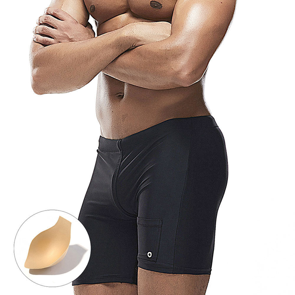 Quick-drying Stereo Belt Sponge Cup Men Swimming Short-length Pants Brit Style