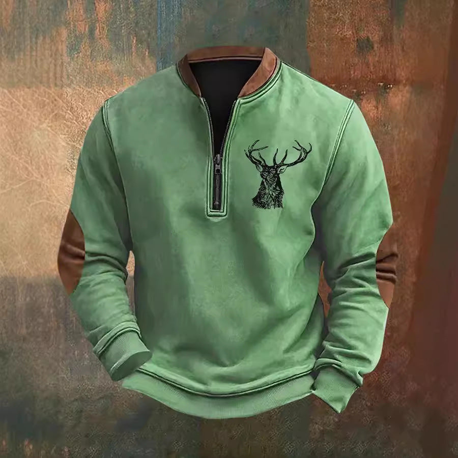 Polo Buckle Sweater 3D Printing Men's Half Zipper Printing Brit Style