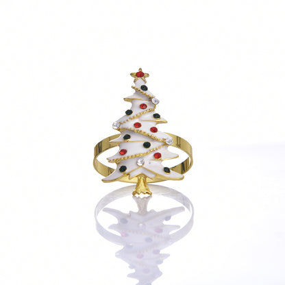 Elk Flower Christmas Tree Napkin Rings Bells