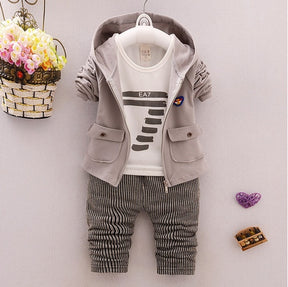 spring and autumn new boys and girls zipper striped trousers suit children's suit Brit Style