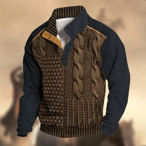 Fall Winter Men Printed Buckle Sweater Brit Style