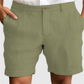 Men's Linen Summer Breathable Solid Color Outdoor Shorts Brit Style