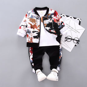 Boys Handsome Autumn And Winter Clothes Three-Piece Kid Clothes Brit Style