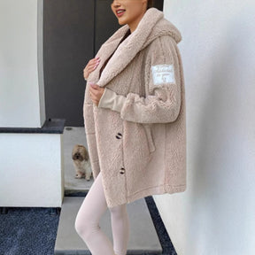 Women's Plush Loose Hooded Coat Brit Style