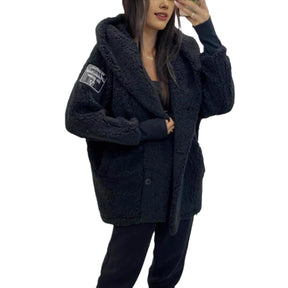 Women's Plush Loose Hooded Coat Brit Style