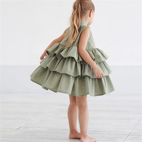 Fashion Simple Solid Color Sleeveless Small And Medium Girl Dress Brit Style