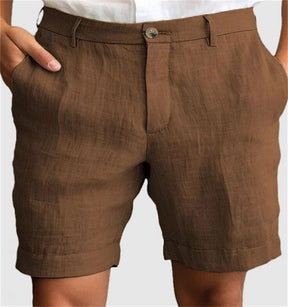 Men's Linen Summer Breathable Solid Color Outdoor Shorts Brit Style