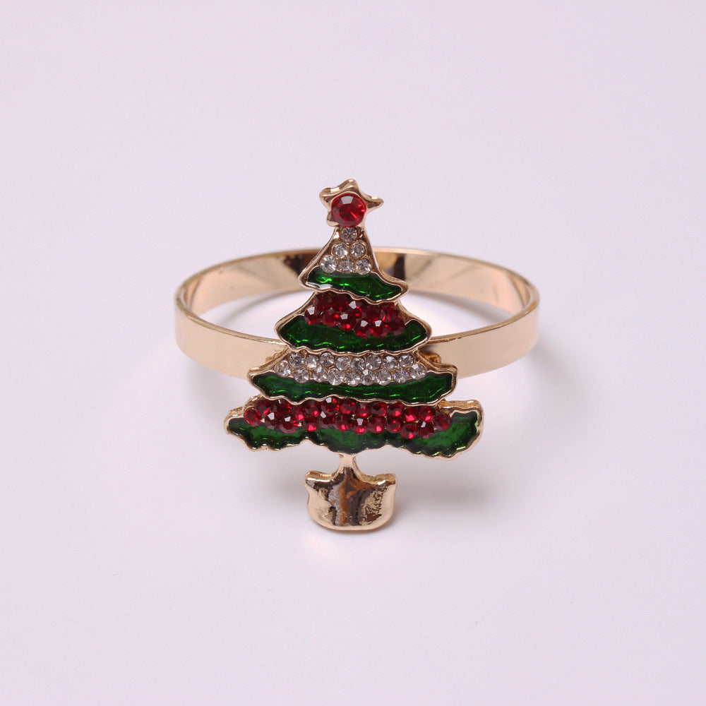 Elk Flower Christmas Tree Napkin Rings Bells