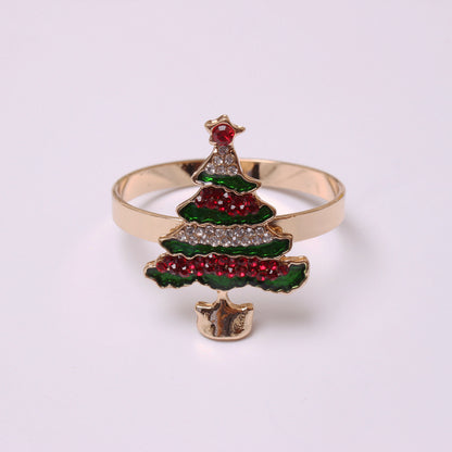 Elk Flower Christmas Tree Napkin Rings Bells